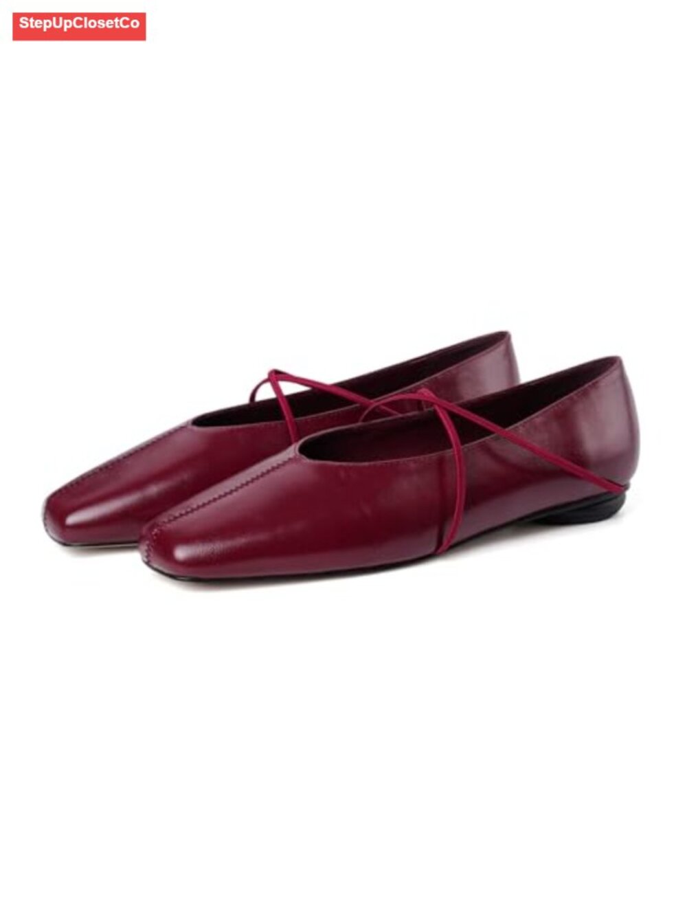 Women's Mary Jane Flats Square Toe Slip On Criss-Cross Straps Comfortable Work